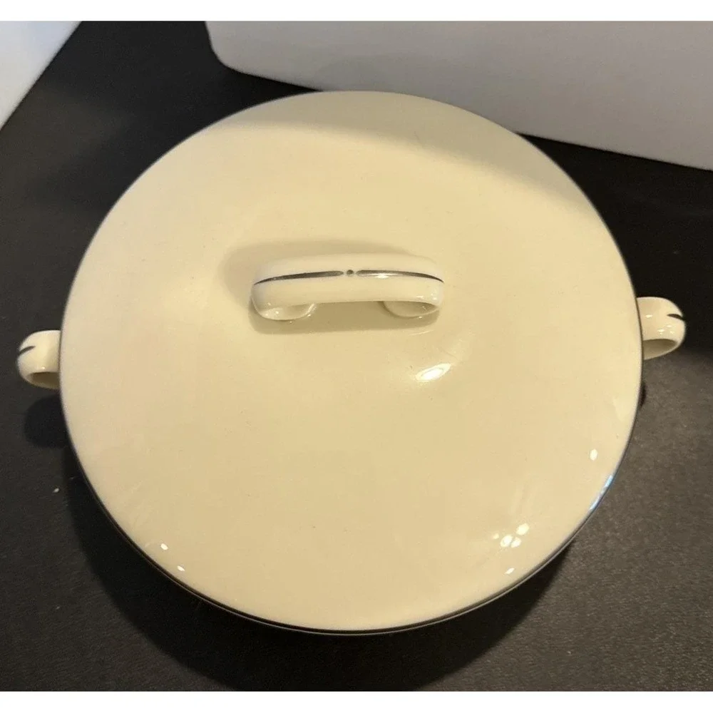 Lenox Olympia Platinum Silver Rim Covered Handles Serving Dish USA X-303P